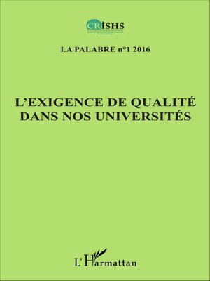cover image of L'exigence de qualité dans nos universités